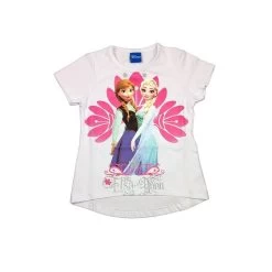 T-shirt Maglia Maglietta Cotone Elastico Bimba Bambina Disney Frozen Bianco 6A
