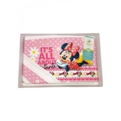 Completo 3pz Lettino Culla Bimba Neonato Lenzuolo Stampa Minnie Disney Baby Bianco Rosa TU
