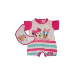 Pagliaccetto Tutina Bavetta Bimba Neonato Disney Baby Minnie Fucsia 0 - 1 Mese