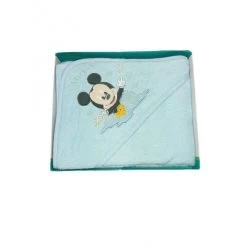 Accappatoio Triangolo Bimbo Neonato Spugna Mickey Disney Baby Bianco Cielo TU