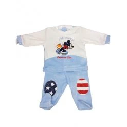 Completo 2pezzi Ciniglia Bimbo Neonato Disney Baby Mickey Panna Cielo 3 M