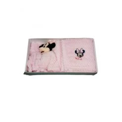 Set 2pz Confezione Regalo Copertina Coperta Culla Carrozzina Con Dou Dou Bimba Neonato Disney Baby Minnie Rosa TU