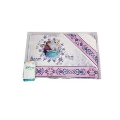 Completo 3pz Lettino Culla Bimba Neonato Lenzuolo Stampa Elsa E Anna Disney Baby Rosa Glicine TU