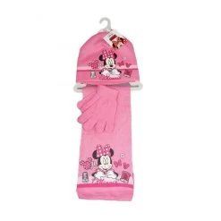 Set 3pz Cappello Cappellino Sciarpa Guanti Bimba Disney Baby Minnie Rosa Tg 54