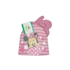 Set 2pezzi Cappello Cappellino Muffole Guanti Bimba Bambina Disney Baby Minnie Rosa Tg 48