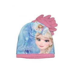 Set 2pz Cappello Cappellino Guanti Bimba Bambina Disney Frozen Rosa Tg 52